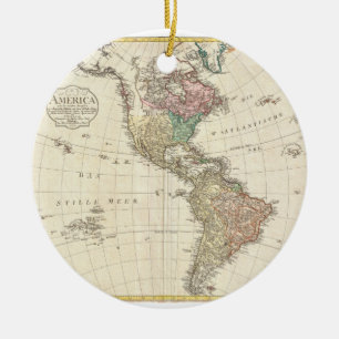 1796 Mannert Map of North and South America Ceramic Tree Decoration
