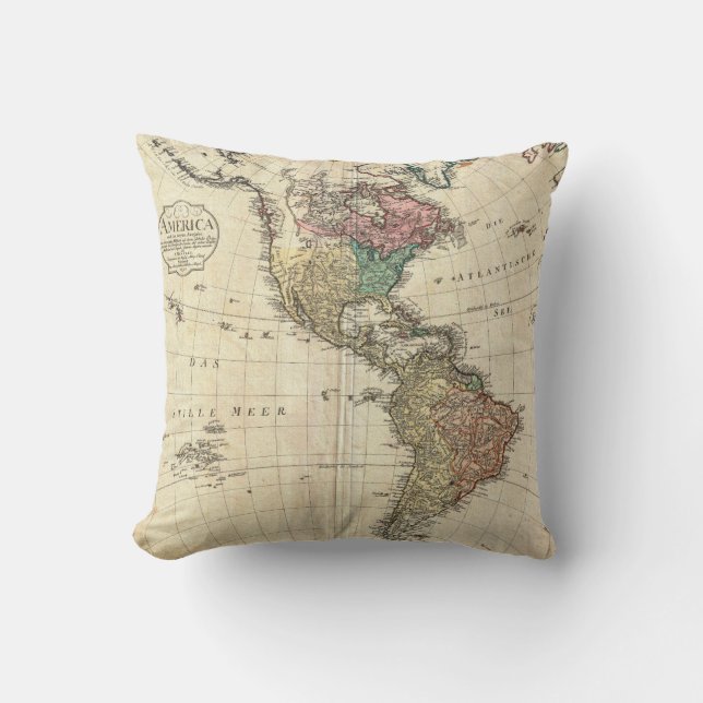 1796 Mannert Map of North and South America Cushion (Front)