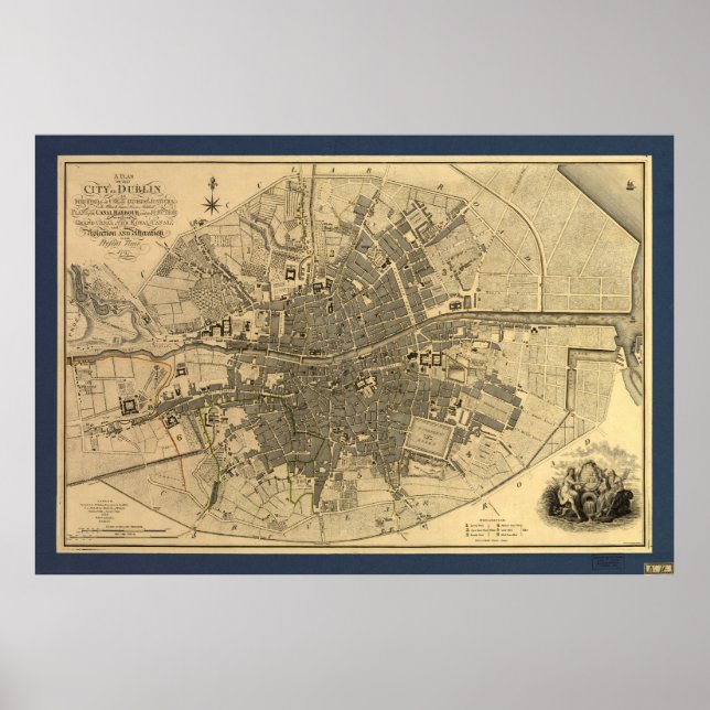 1797 Map of Dublin Ireland Poster (Front)