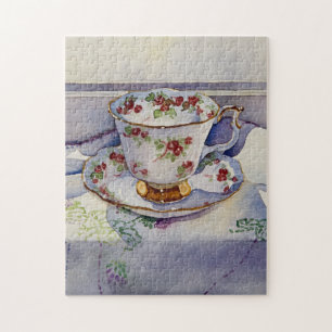 1799 Teacup on Linen Jigsaw Puzzle