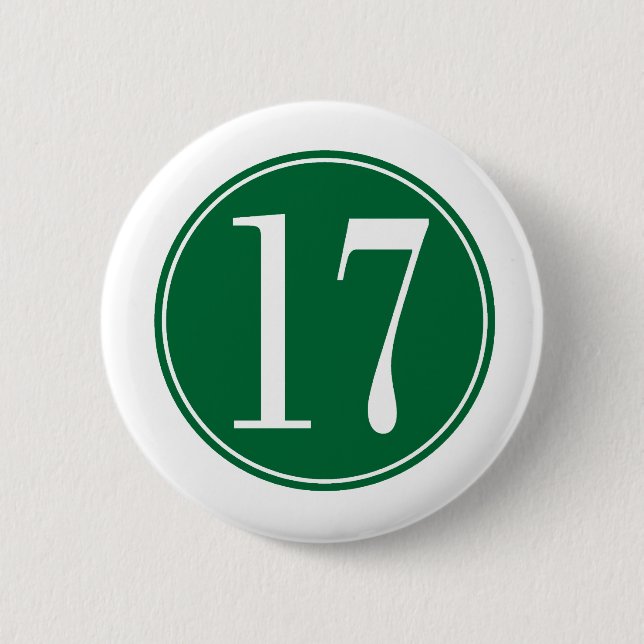#17 Green Circle 6 Cm Round Badge (Front)