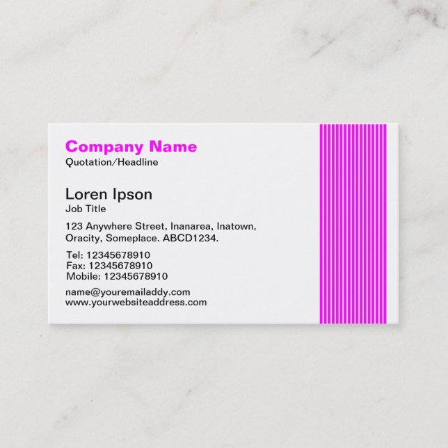17 Lines - Magenta Business Card (Front)