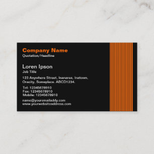 17 Lines - Orange and White on Black Business Card
