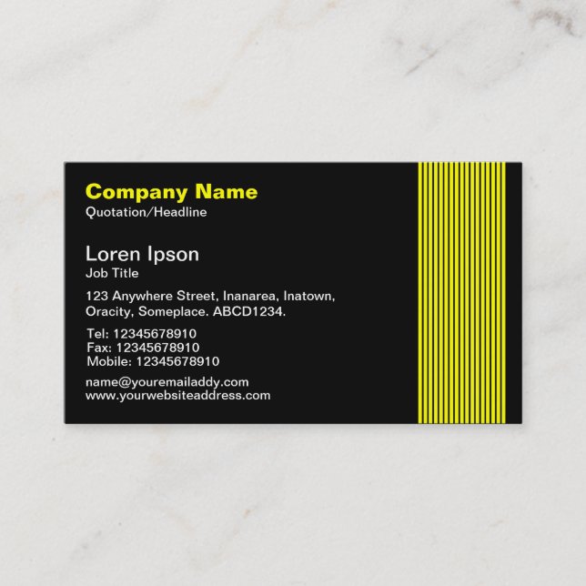 17 Lines - White and Yellow on Black Business Card (Front)