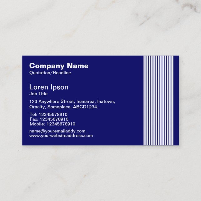 17 Lines - White on Deep Navy Business Card (Front)