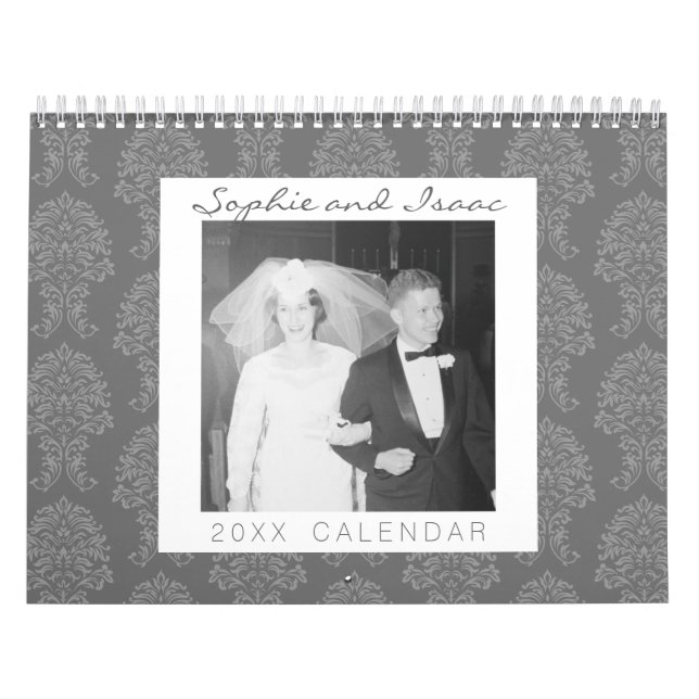 17 Photo Collage and Damask Patterns Calendar (Cover)