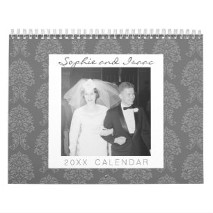 17 Photo Collage and Damask Patterns Calendar