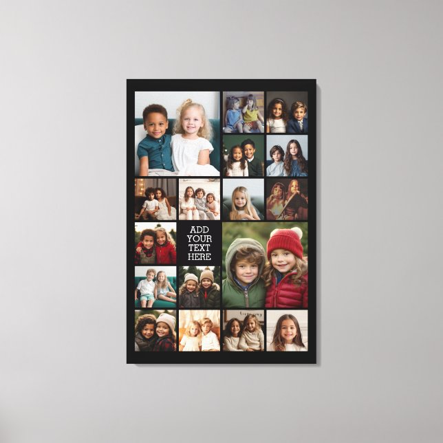 17 Photo Collage and Text - Can Edit Black Canvas Print (Front)