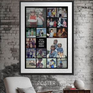 17 Photo Collage and Text - Can Edit Black Poster