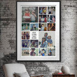 17 Photo Collage and Text - Can Edit White Poster<br><div class="desc">A design with a basic black background. Use up to 17 square photos to create a unique and personal gift. If you need to adjust the pictures, click on the customise tool to make changes.</div>