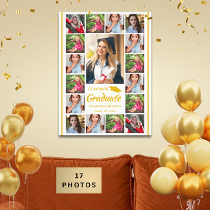17 Photo Collage Gold Congrats Graduate Graduation Print