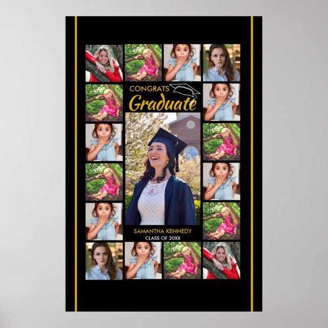17 Photo Collage Template Congrats Graduate 20XX Poster (Front)