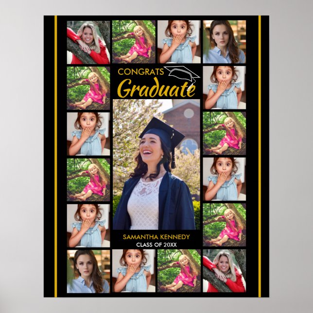 17 Photo Collage Template Congrats Graduate 20XX Poster (Front)