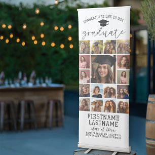 17 Photos - Graduation Modern Minimal White Retractable Banner