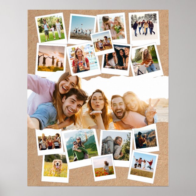 17 Picture Scrapbook Personalised Photo Collage Poster (Front)