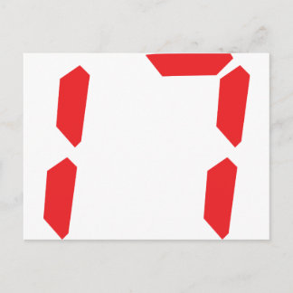 17 seventeen red alarm clock digital number postcard