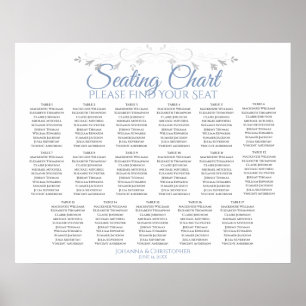 17 Table Blue & Gray Wedding Seating Chart