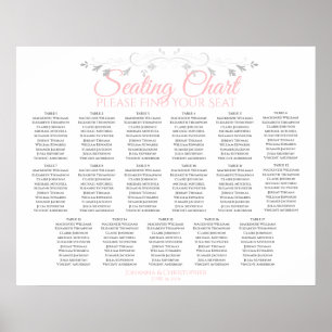 17 Table Pink & Grey Wedding Seating Chart