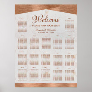 17 Table Seating Chart Marble Copper Wedding