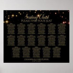 17 Table Shimmering Sparkles Wedding Seating Chart