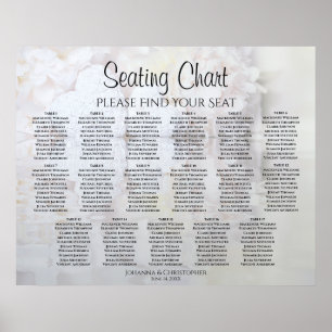 17 Table White Reflections Wedding Seating Chart