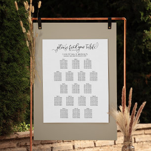 17 Tables 130-150 Guests Vertical Seating Chart