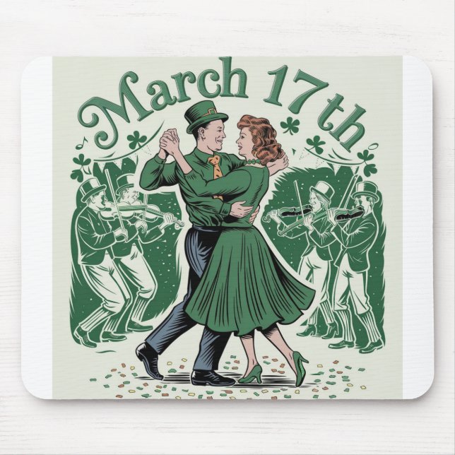 17 th March saint Patrick. Irish Festival Mouse Mat (Front)
