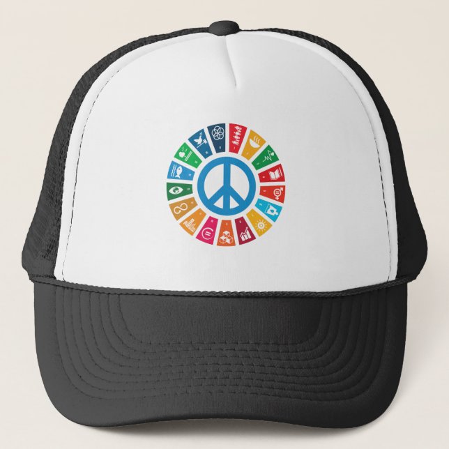17 UN SDGs Sustainable Development Goals Trucker Hat (Front)