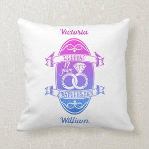 17 Year 17th wedding anniversary Cushion