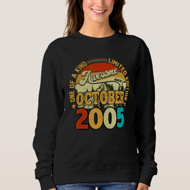 17 Year Old  Awesome Since October 2005 17th Birth Sweatshirt (Front)