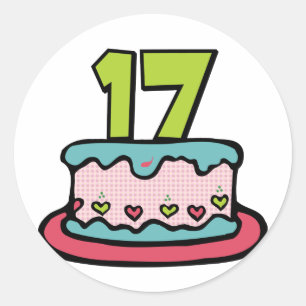 17 Year Old Birthday Cake Classic Round Sticker