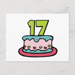17 Year Old Birthday Cake Postcard