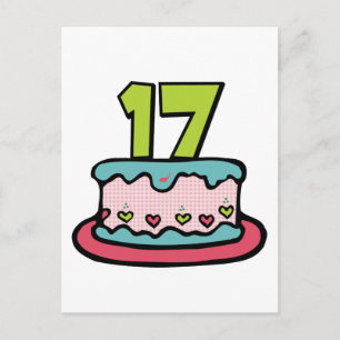 17 Year Old Birthday Cake Postcard