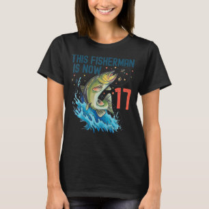 17 Year Old Fishing Birthday 17th Bass Fish Teen B T-Shirt