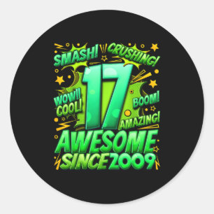 17 Year Old For Boys 17th Birthday Boy 17 Year Old Classic Round Sticker