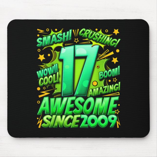 17 Year Old For Boys 17th Birthday Boy 17 Year Old Mouse Mat (Front)