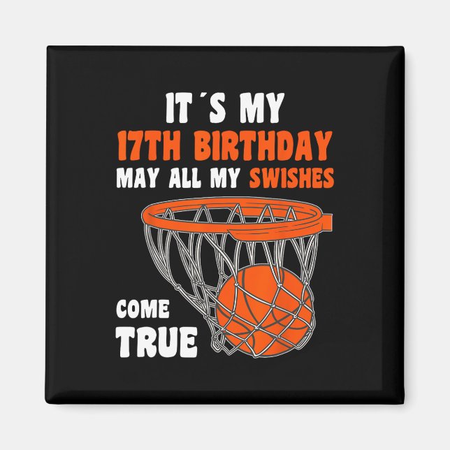 17 Year Old Happy 17th Birthday Basketball 17th Bi Magnet (Front)