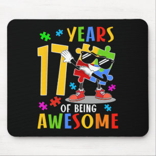 17 Years Of Being Awesome Birthday Dabbing Autism Mouse Mat