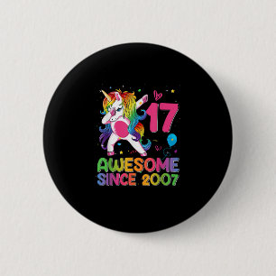 17 Years Old Awesome Since 2007 17th Birthday Unic 6 Cm Round Badge
