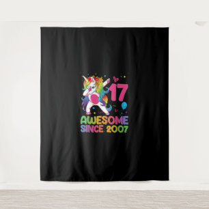 17 Years Old Awesome Since 2007 17th Birthday Unic Tapestry