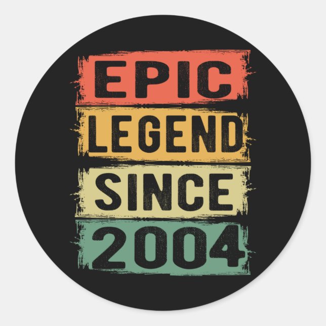 17 Years Old Bday 2004 Epic Legend 17th Birthday Classic Round Sticker (Front)