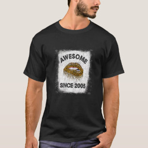 17 Years Old Birthday Awesome Since 2005 Leopard L T-Shirt