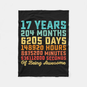 17 Years Old Birthday Quote Funny 17th B-Day Math Fleece Blanket