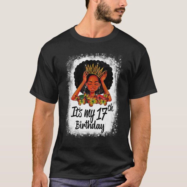 17 Years Old Black Melanin Women Girl It's My 17th T-Shirt (Front)
