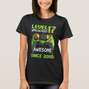 17 Years Old Gamer Man Birthday Awesome Since 200 T-Shirt