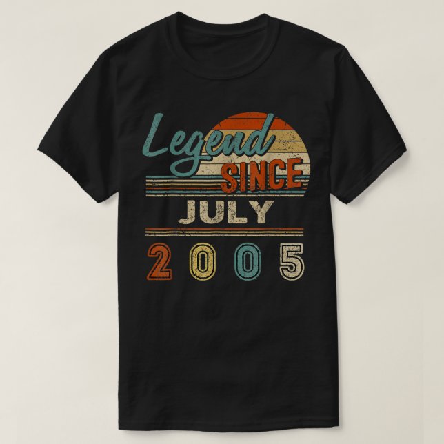 17 Years Old Gifts Legend Since July 2005 17th Bir T-Shirt (Design Front)