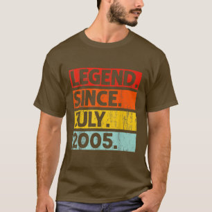 17 Years Old Gifts Legend Since July 2005 17th Bir T-Shirt