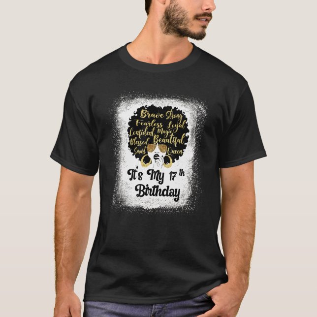 17 Years Old Leopard Melanin Girl It's My Birthday T-Shirt (Front)