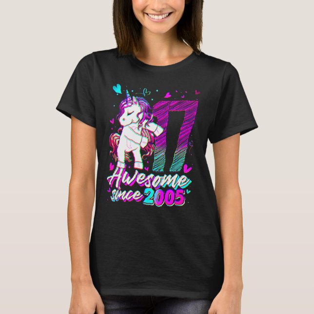 17 Years Old Unicorn Flossing 17th Birthday Unicor T-Shirt (Front)