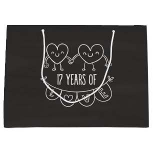17th Anniversary Gift Chalk Hearts Large Gift Bag